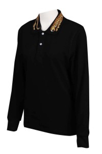 P1061 Order Black Polo Shirt Collar Print Polo Shirt Supplier